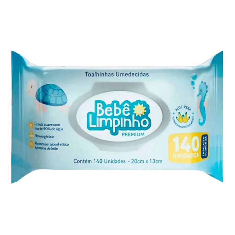 Toalha Umedecida Bebê Limpinho Premium 140 Unidades